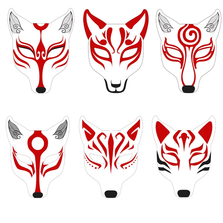 Halloween Fox Mask Diy Hand-painted Leather Anime Craft Fox Mask for Cosplay Masquerade Party Costume Mask Props