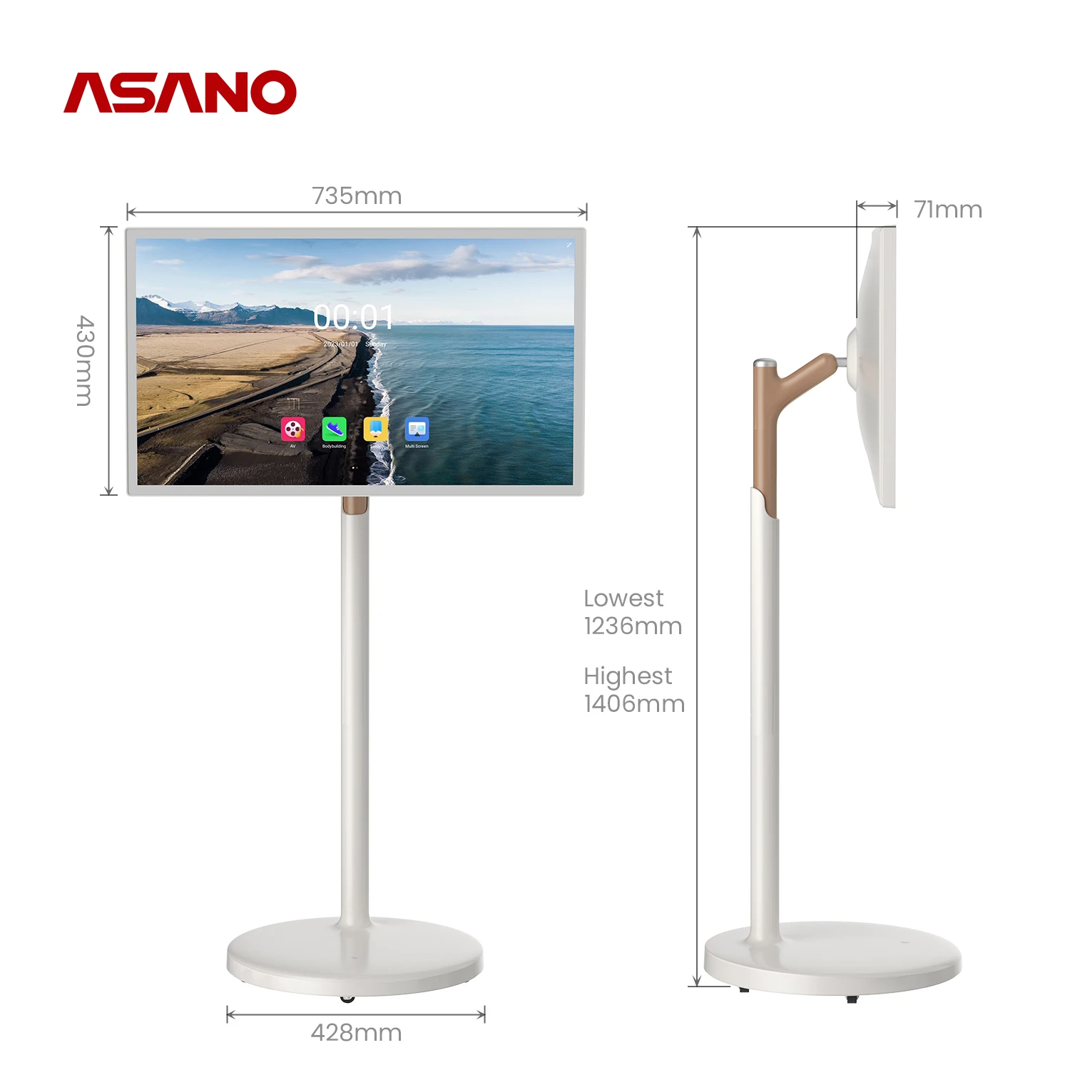 Indoor Smart Tablet Screen 90 Degree Rotatable Live Streaming Ips Panel Display Android Stand Tv 32 Inch Touch Moving Screen