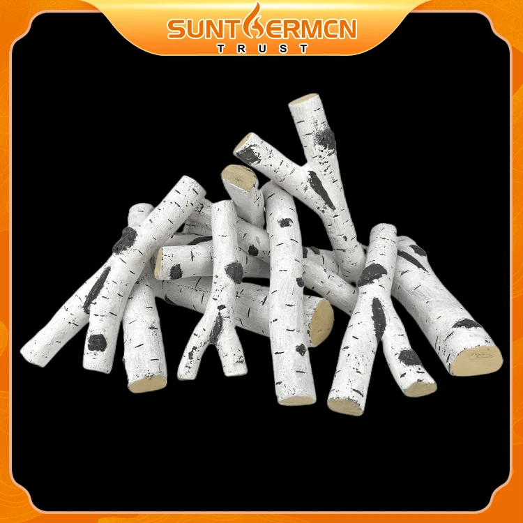 White Birch Wood Best Ceramic Logs for Bioethanol Fires