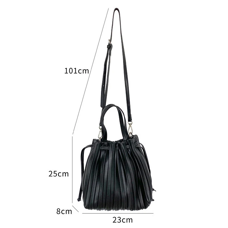 New fashion creative striped one-shoulder messenger bag PU handbag purse phone Pleated bag