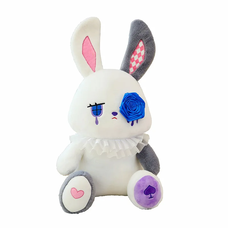 Custom Manufacture Cute Bunny Plush Rabbit Doll  Halloween Gothic Style Plush Toy