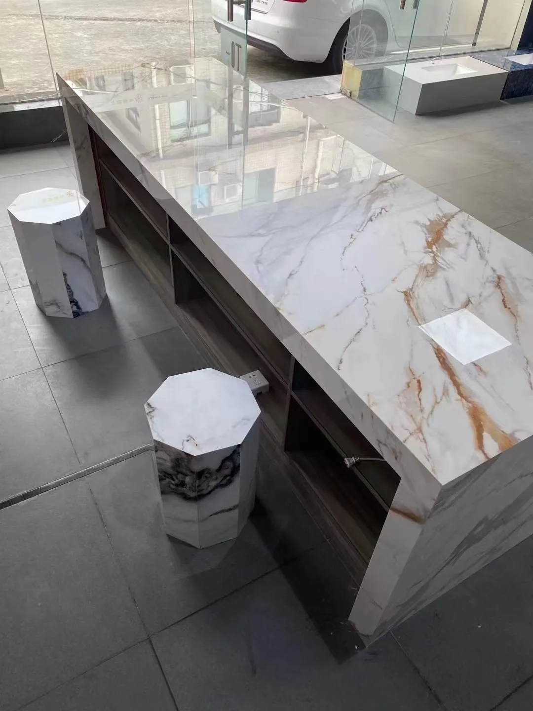 wholesale calacatta gold kitchen island porcelain slab wall sintered stone counter top