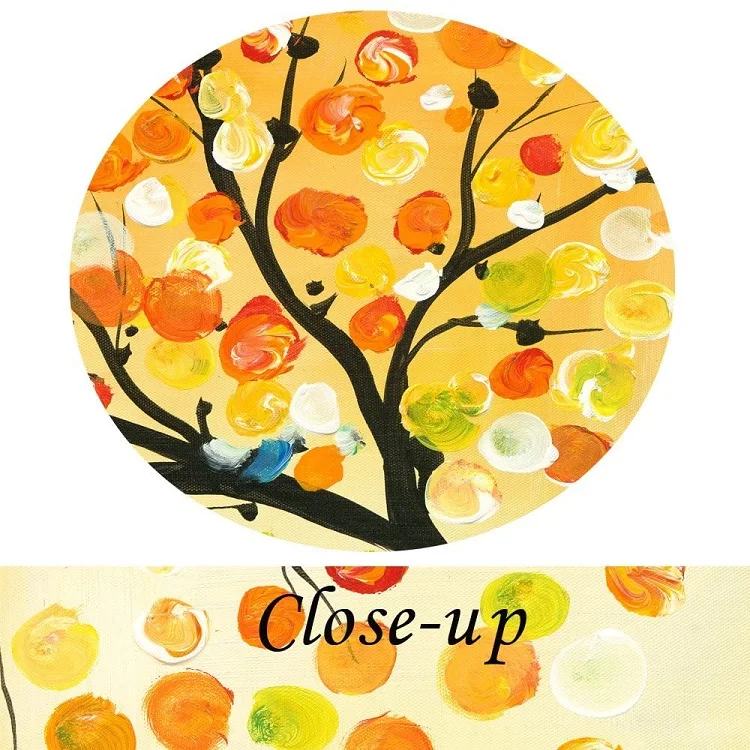 Custom 4 Seasons Colorful Lucky Tree Painting Canvas Wall Art Abstract Contemporary Oil Paintings for Living Room Decoration