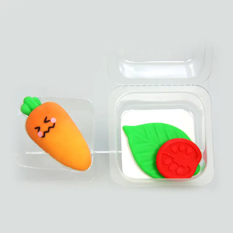 Hot sell wholesale custom OEM school supplies vegetable shape eraser for children PVC material rubber 3D Pencil eraser for kid