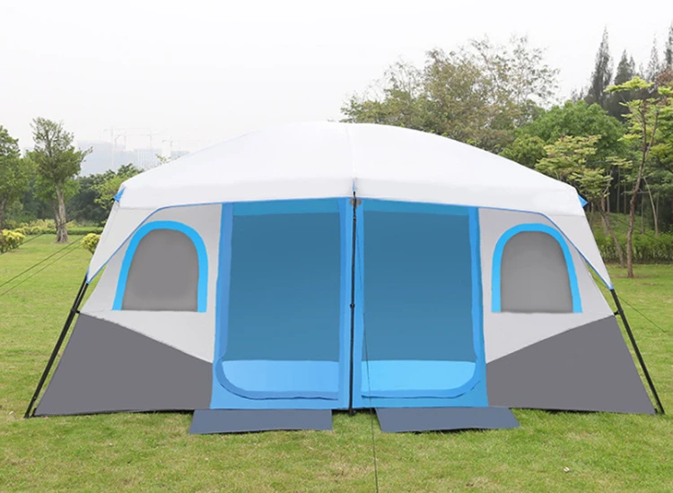Large Luxury Double Layer 2 Bedrooms 1 Living Room 6-12 Person Family Multifunctional Rainproof Outdoor Tent For Camping