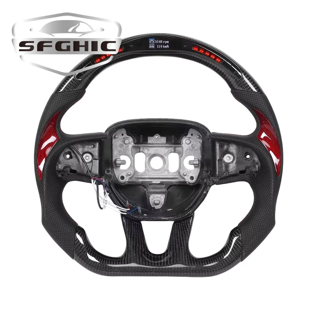 Factory Customized High Quality LED Carbon Fiber Racing Car Steering Wheels For Dodge Challenger Charger SRT HELLCAT 2015-2020