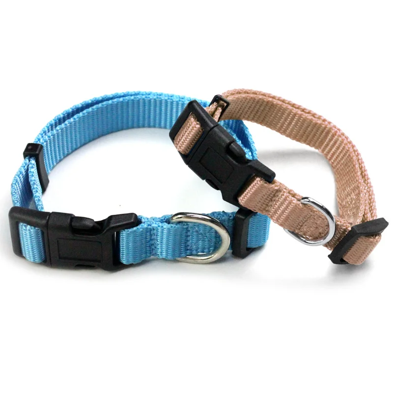 New Plastic Buckle Vegan Solid Blank Woven Adjustable Puppy Small PP Nylon Custom Perros Mascota Cat Pet Dog Collar
