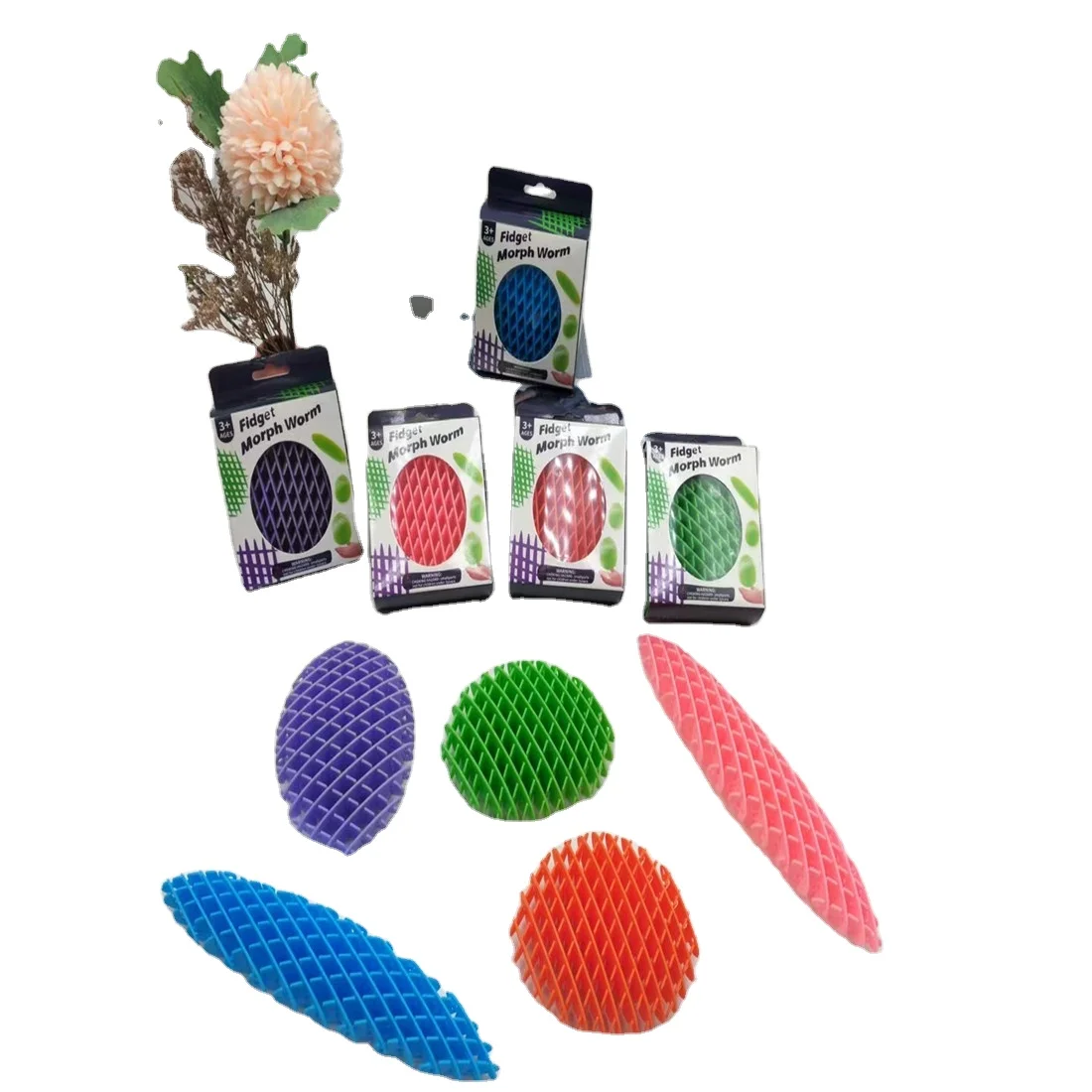 2024 New Fidget Toys 3D Deformation Elastic Mesh Morf Worm Fidget Toy