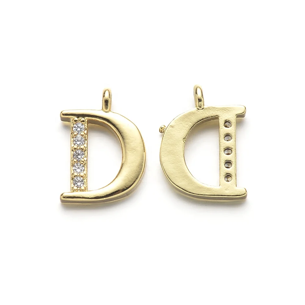 Cliobeads Gold Plated DIY Jewelry Charms CZ Letter Alphabet Pendants Charms