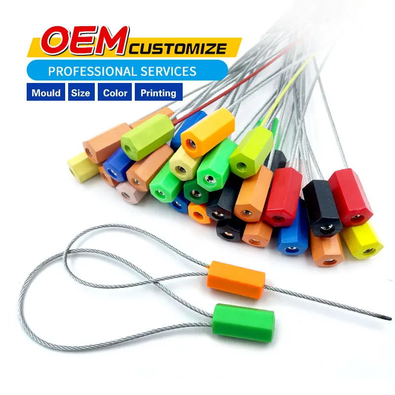 Customized length Hexagon plastic ABS coated container truck wire rope cable seal lock from China