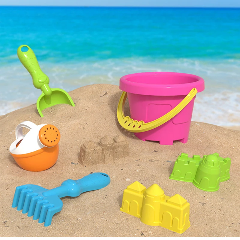 Summer children plastic sand digging toys colorful shovel play sand utensils beach toys set 6 pcs beach sand mould toys