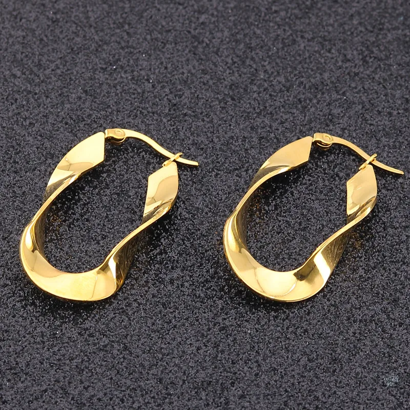 Jewelry Wholesale 3 colors   Stainless Steel Men Girls Rings Earrings Oval Spiral Piercing Jewelry