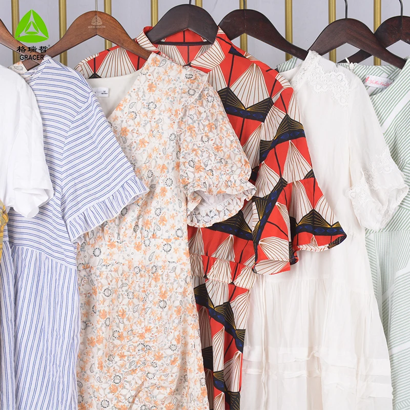 Second Hand Ladies Cotton Dress Short Mixed Used Clothing Premium Vintage Used Clothes Korea