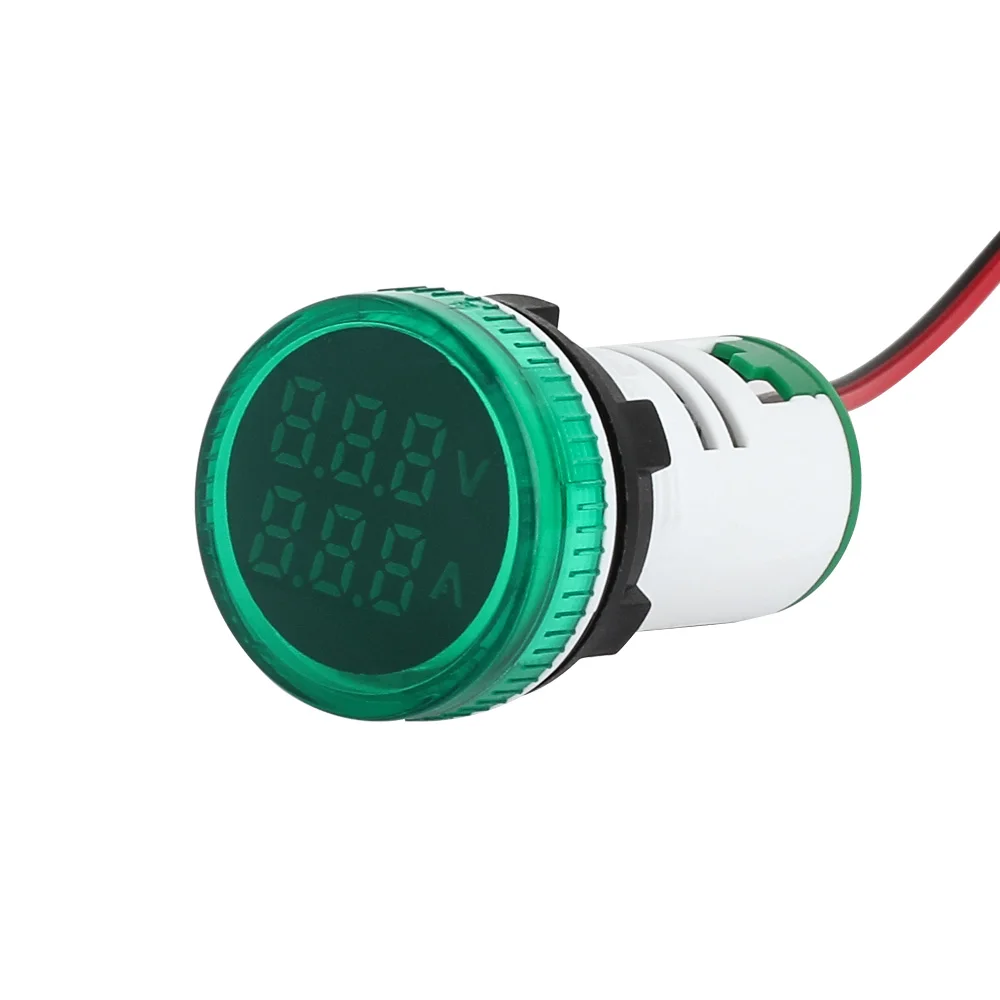 Green Color New Series AC 50-500V 1-100A 22mm AD101-22VAM Diameter Voltage Current Meter Indicator