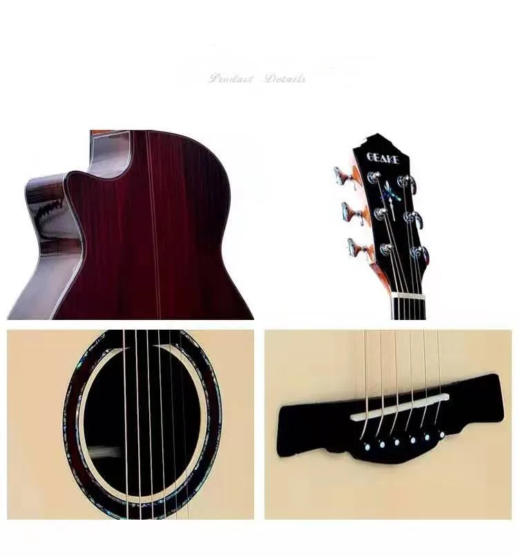 Geake S-600AC High-End Handmade Acoustic Electric Guitar High-Gloss Solid Spruce with Mahogany Rosewood Sides Wholesale Service
