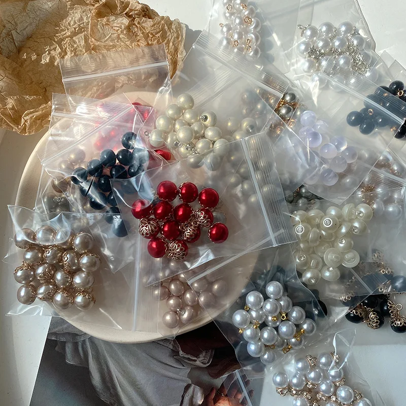 10PCS 10mm High Quality Buttons Pearl For Clothing Shirt Crafts Champagne Silver Gray Meta Snap Gold Vintage Decorative Bead