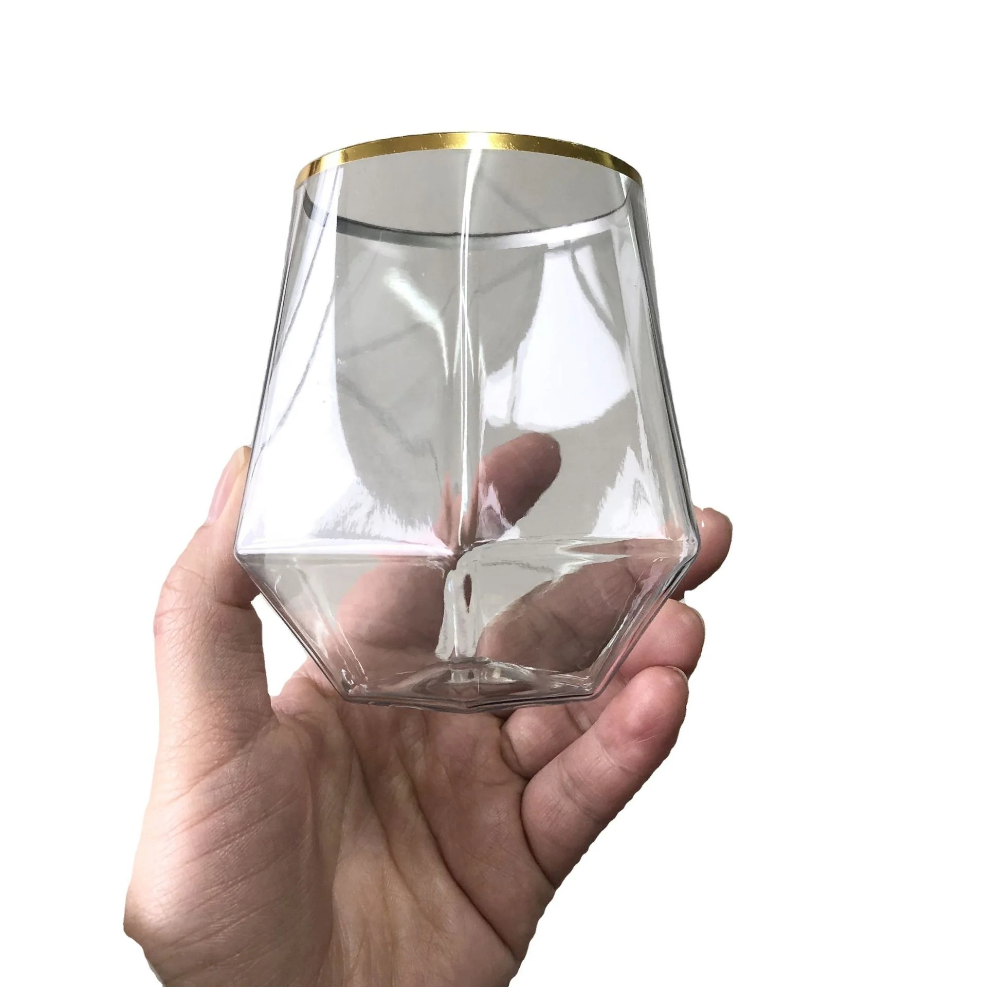 Бокал для виски шестигранный прозрачный пластиковый 12 унций