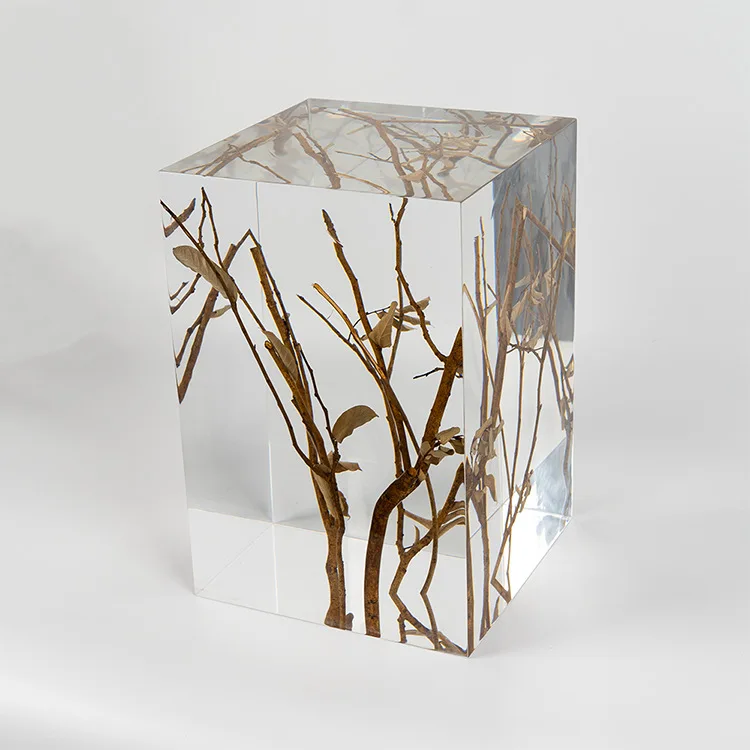 Silver Balls Inside Square Acrylic Block Lucite Cuboid Paperweight Sphere Acrylic Cube Paperweight For Home Desktop Decoration