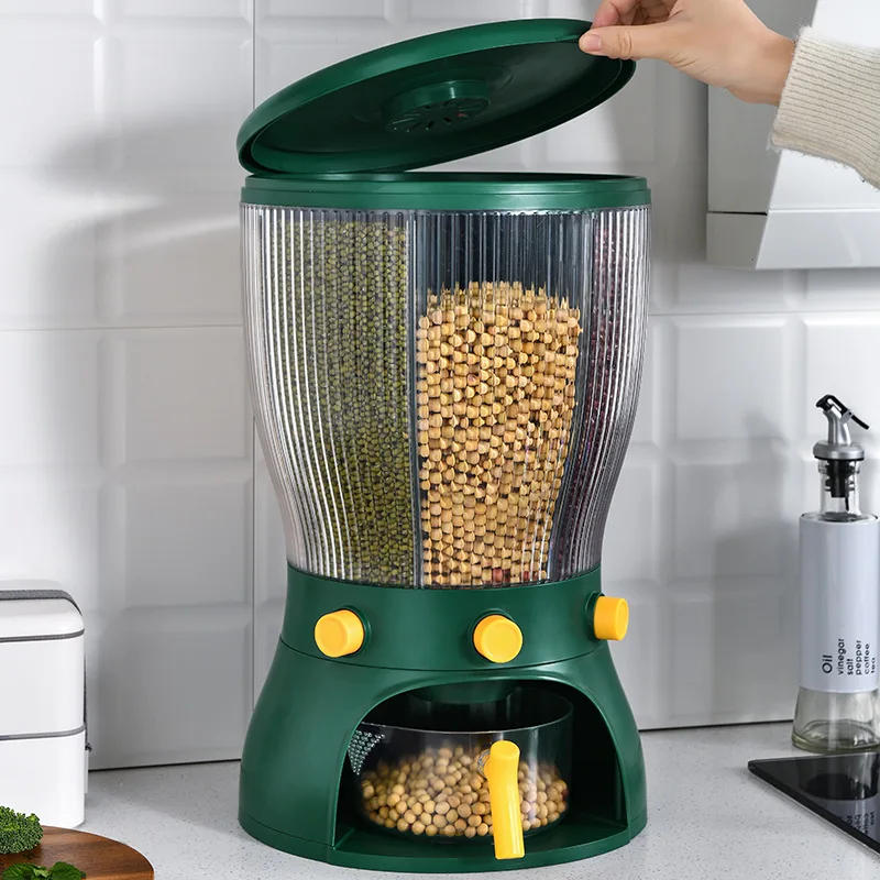 Hot Selling Rice Dispenser Grain Storage Container Plastic 10 KG Rotating Cereal Dispenser