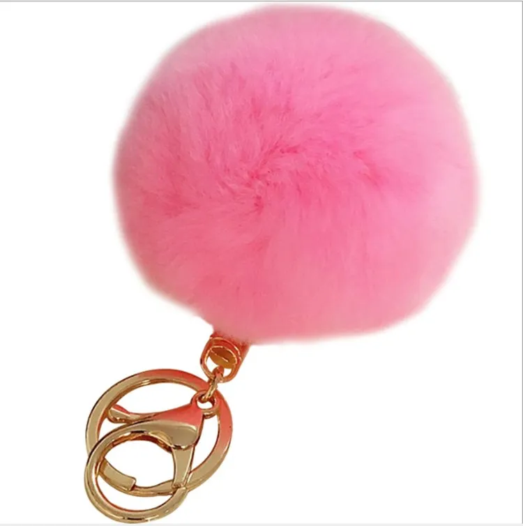 Faux rabbit Girly Lovely Customized Puff Ball Fur Ball Plush Key Chain