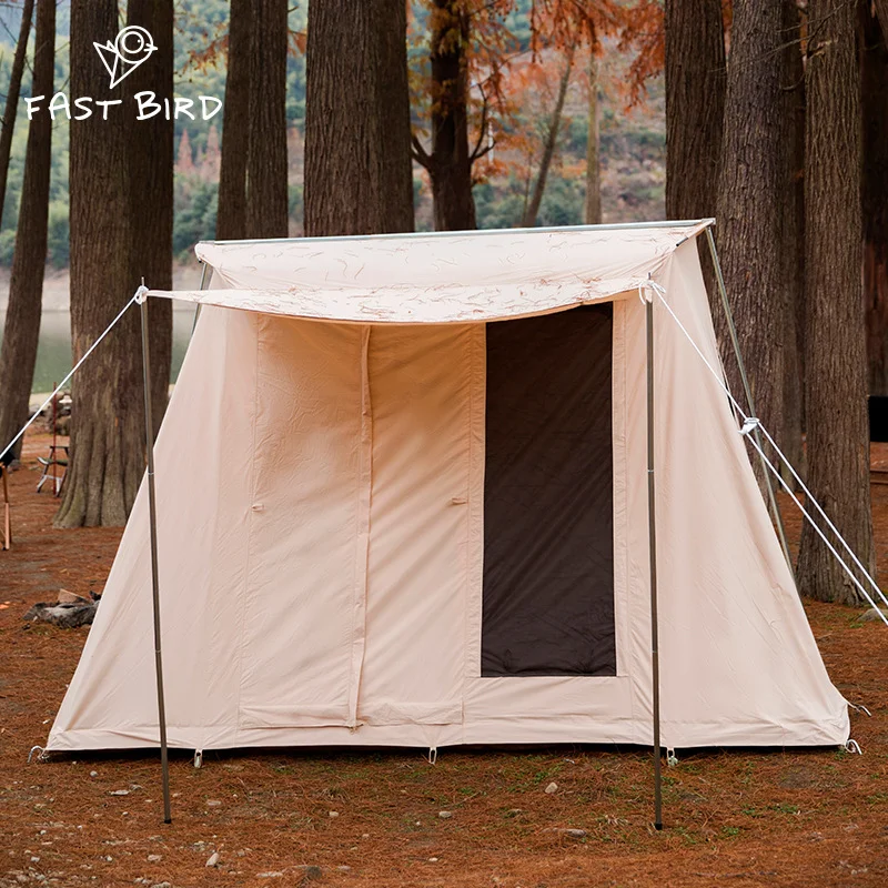 Outdoor Camping 4-8 People Portable Outdoor four season waterproof cotton canvas camping flex bow spring bar tent with shelter