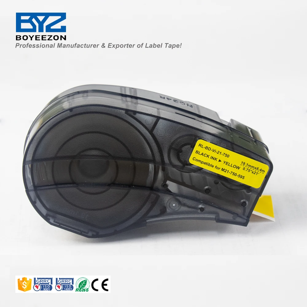Boyeezon лента метки на желтом/белый Brady этикетка совместимый для M21-750-595 19 05 мм * 6 4 м черно-белая коробка принтер печати этикеток