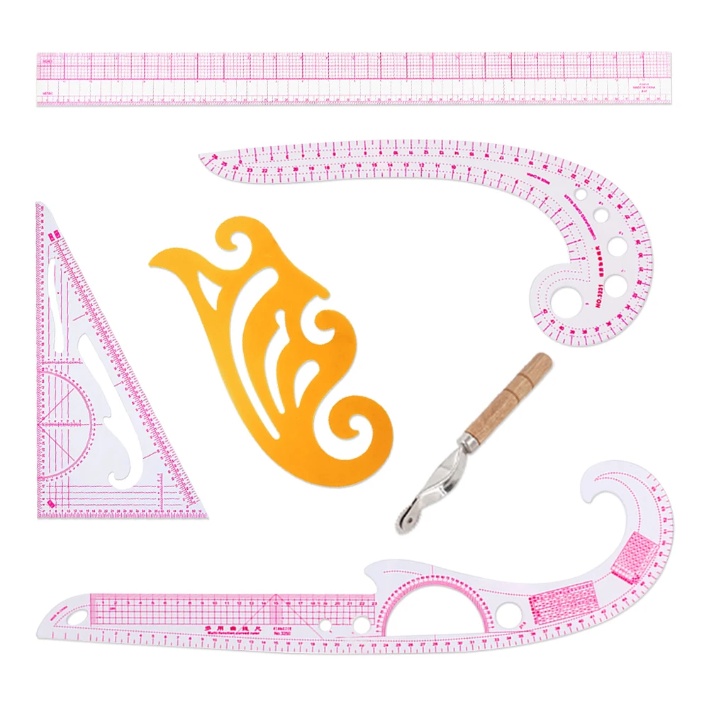 FCR-06C 6PCS Pattern Sewing Rulers Set Comma-Shaped French Curve Ruler Suitable for Pattern Rulers