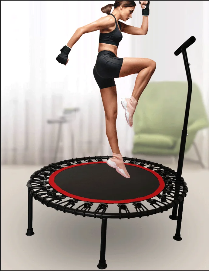 40 inch Mini Trampoline For Adults Indoor Small Exercise Trampoline For Workout Fitness with armrest