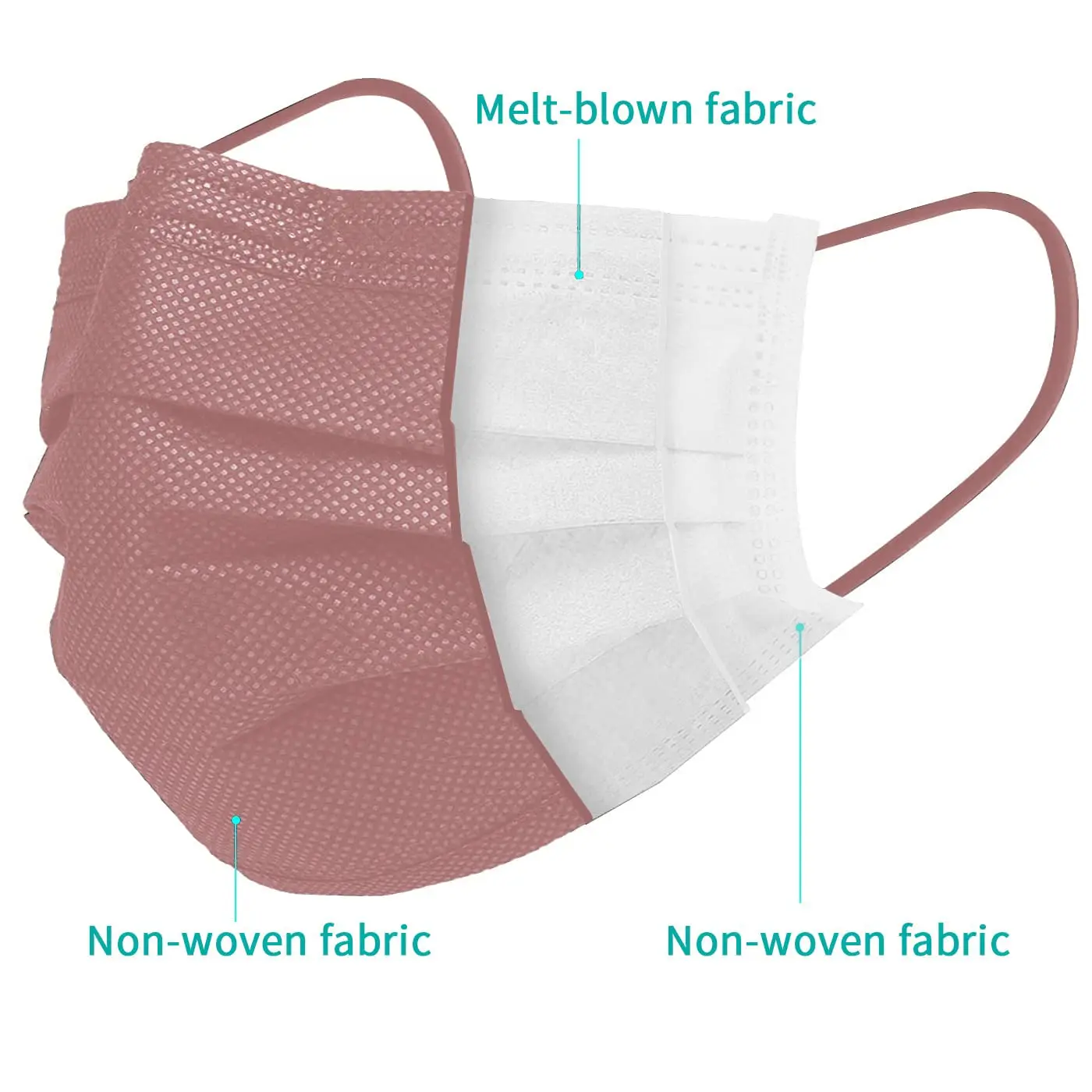 3 Layer Breathable Non-woven Multicolor Medical Disposable Face Masks with Nose Clip