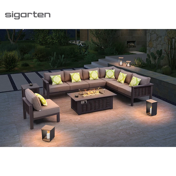 sigarten Minimalist Style Outdoor Sofa And Table Large Garden Corner Sofa Outdoor Leisure