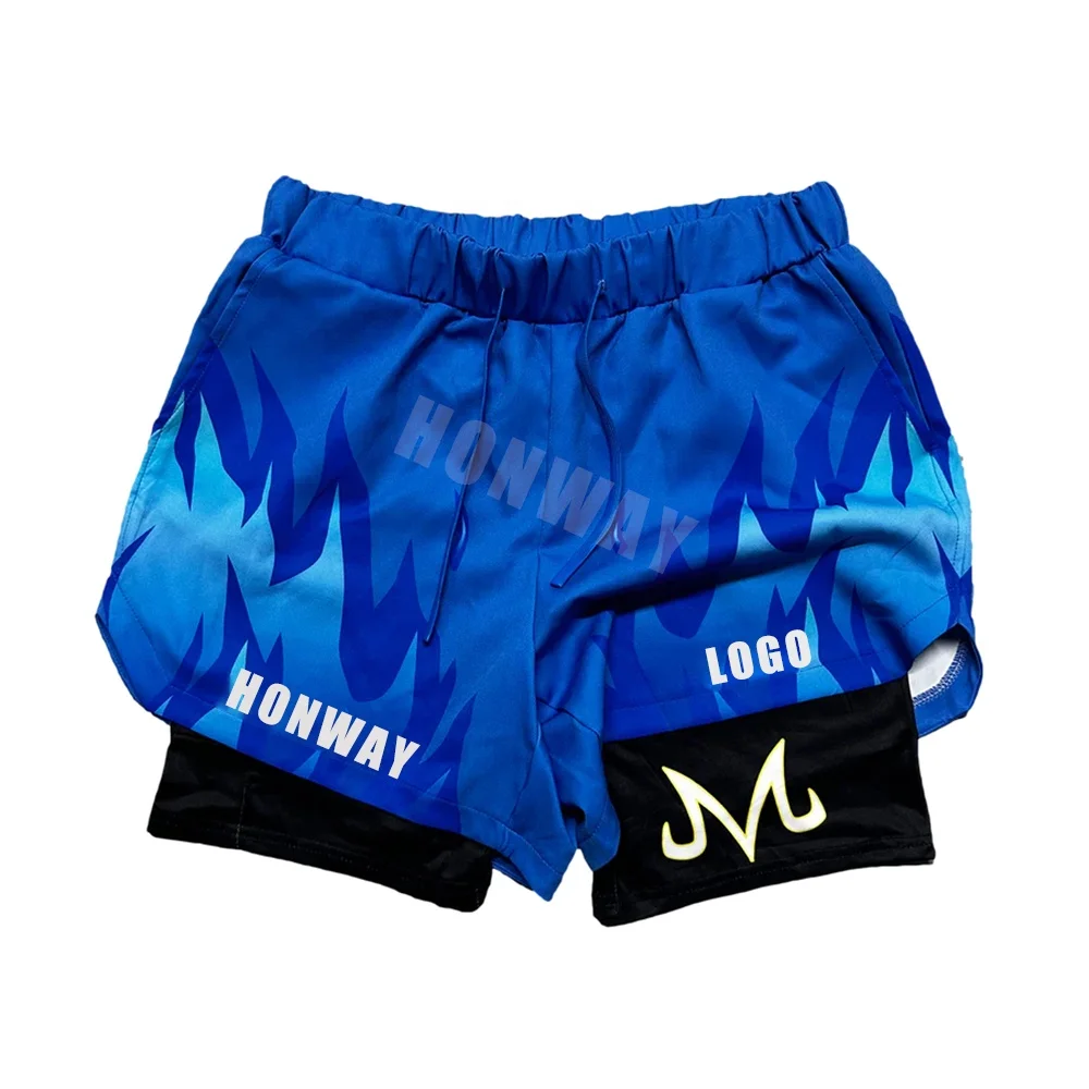Customized Logo Mens Push Up Squat Gym Fitness Short Anime Double Layered Shorts Suitable For Men