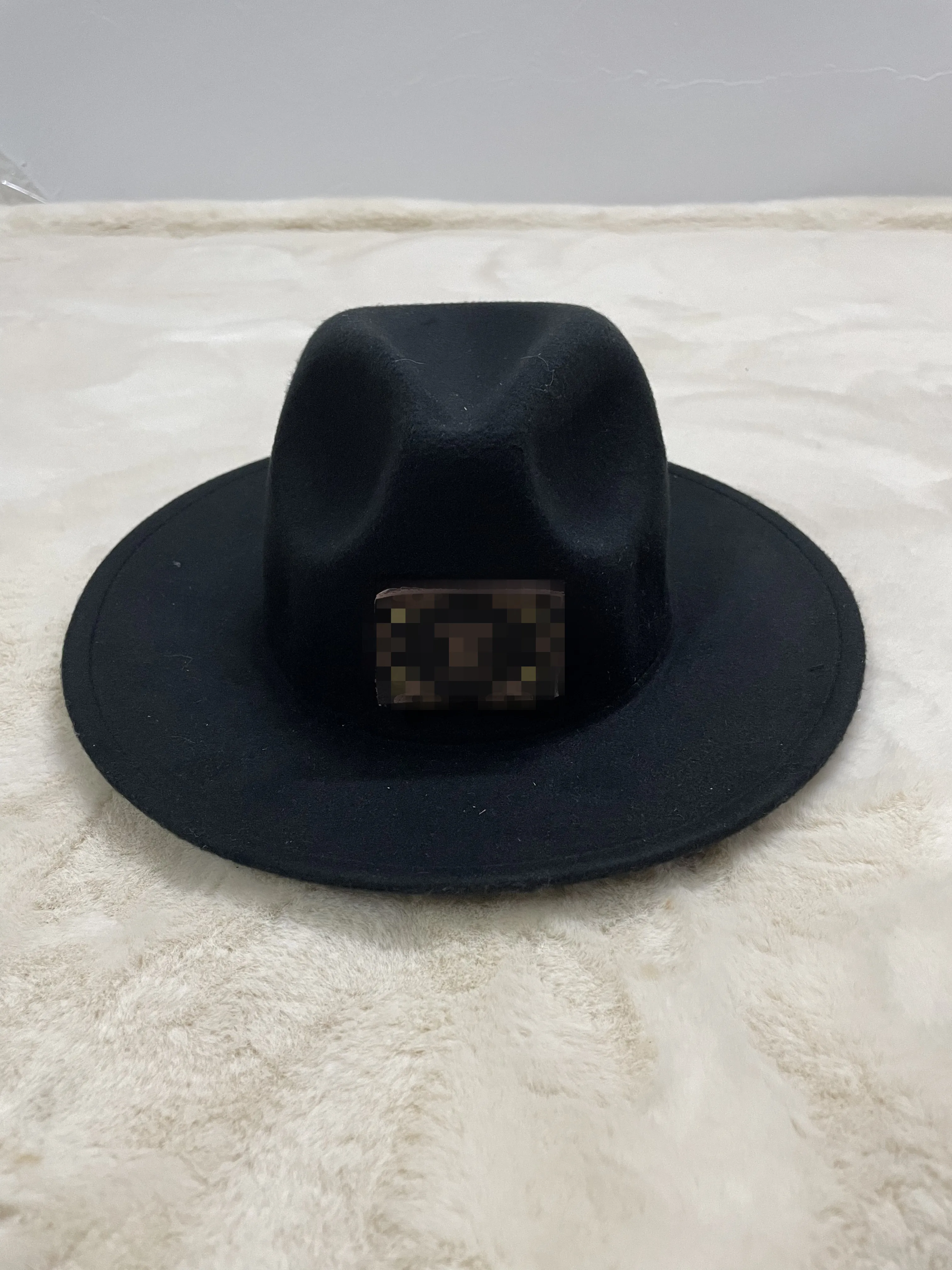 New Style Autumn Winter Classical LOGO Big Wide Brim Jazz Hat Men and Women Top Hat Fedora Hats with Chains