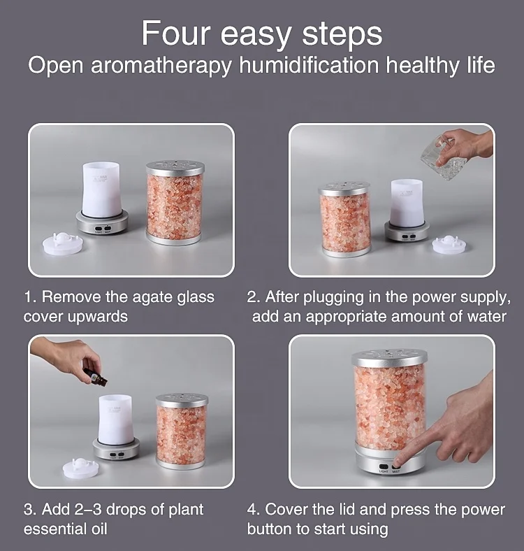 Electric Salt Lamp Home Decorative USB Portable Himalayan Salt Stone Air Humidifier Essential Oil Aroma Diffuser