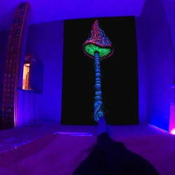 Custom Printed Blacklight Psychedelic Tapestry Home Decor Fluorescent Wall Hanging Tapestries