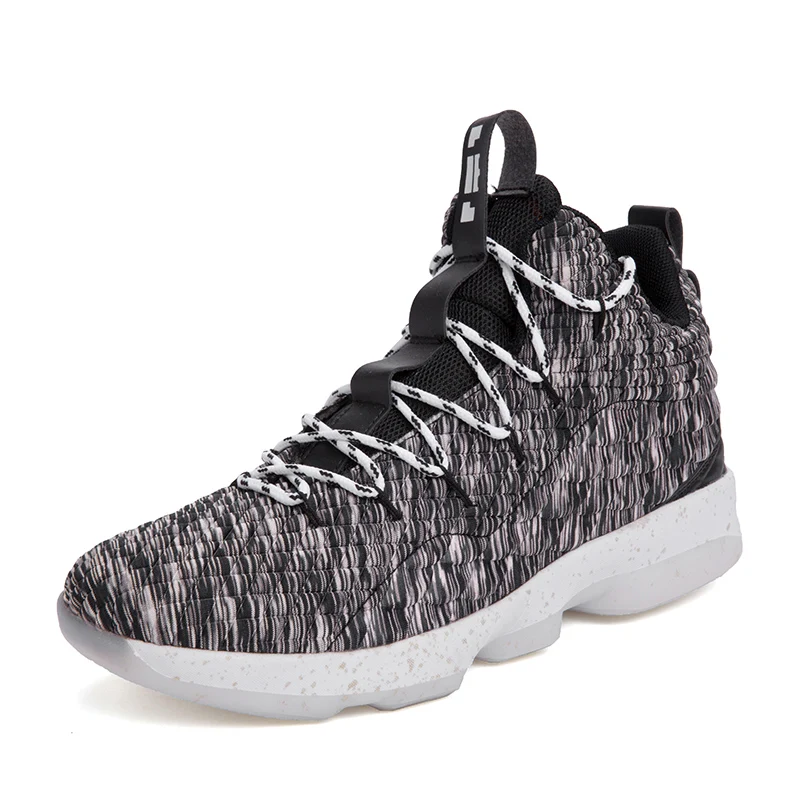 
New fashion cheap brand middle cut black basketball shoes 