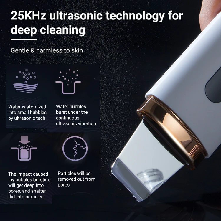 Professional Electric Wireless Portable Ultrasonic Face Skin Scrubber Moisture Deep Cleaning Machine