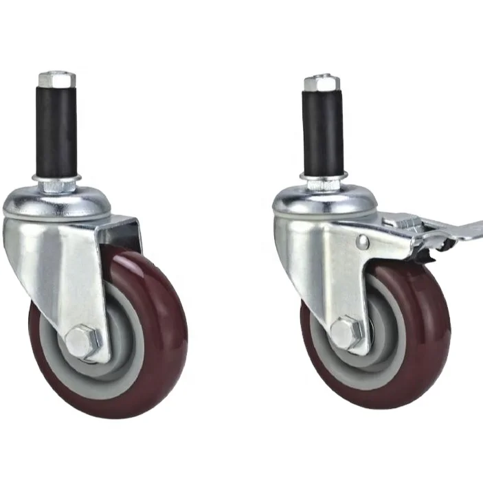 3/4/5 Inch Double Bearing Adjustable Casters Insertion Casters Wheel Sindustrial