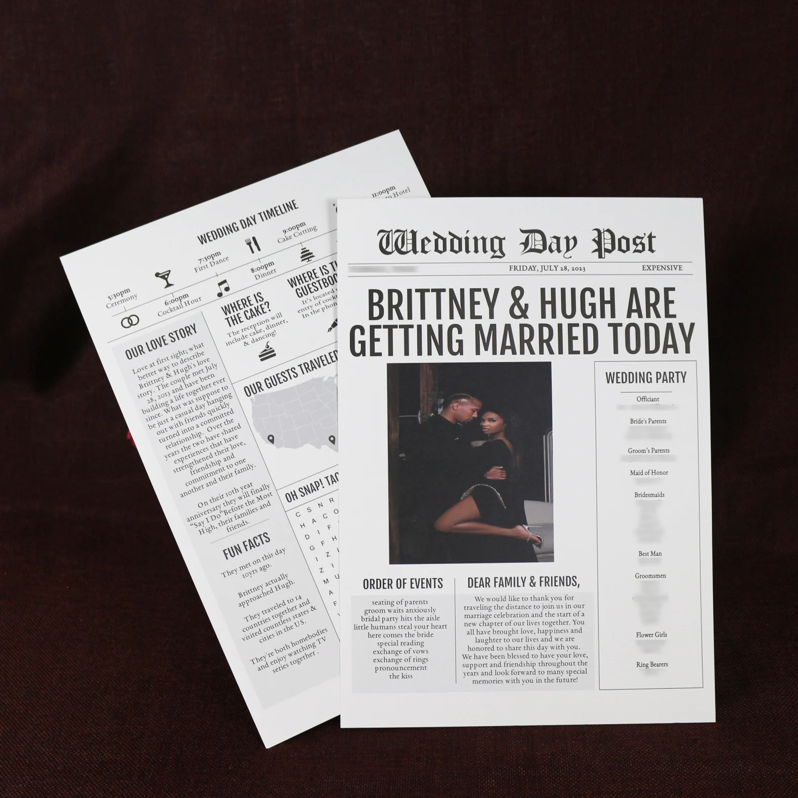 Винтажный персонализированный газетный стиль фото приглашение на день рождения газета объявление о выпуске пригласительная открытка