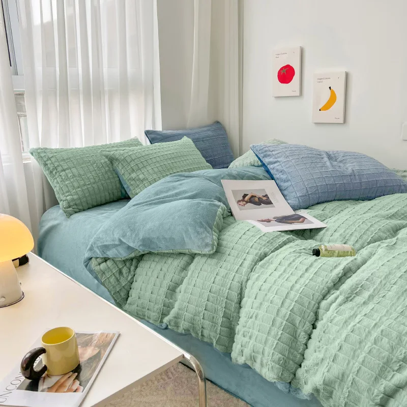 High Quality Milk Velvet Warm Winter Duvet Cover Home Soft Comfortable Plush Comforter Cover Set