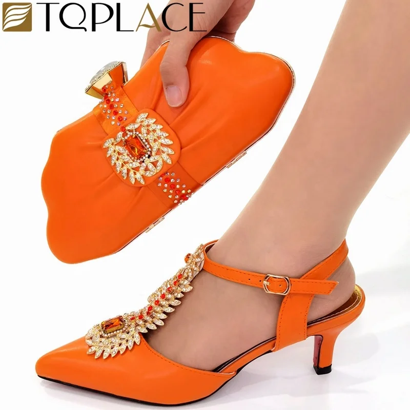 Fashion high quality African shoe and bag set/Nigeria party  with matching bag