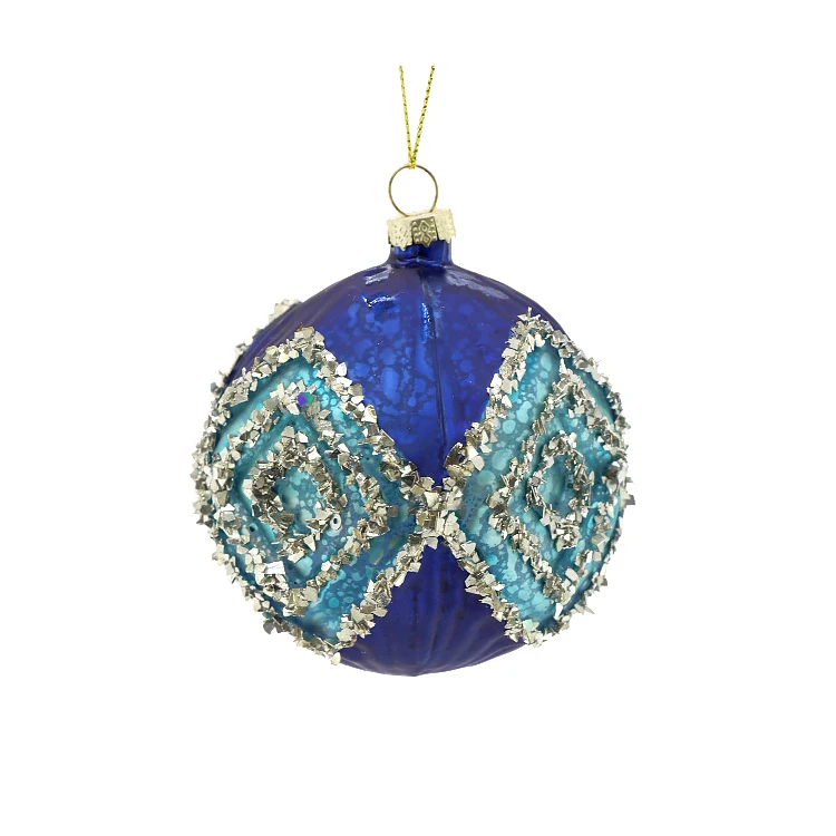 Four-Way Mirror Pendants for New Year Tree Scene Layout Supplies Creative Blue Silver Glass Ball Christmas Decorations