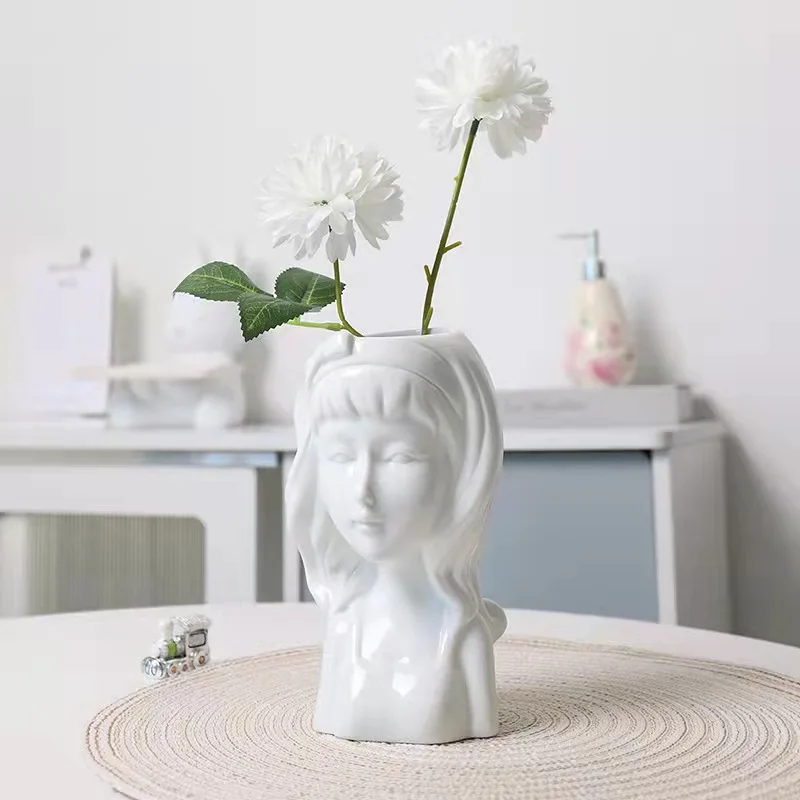 Новая красивая прекрасная статуя бюста для девушки белая керамическая ваза цветов/сухих/домашних украшений украшение