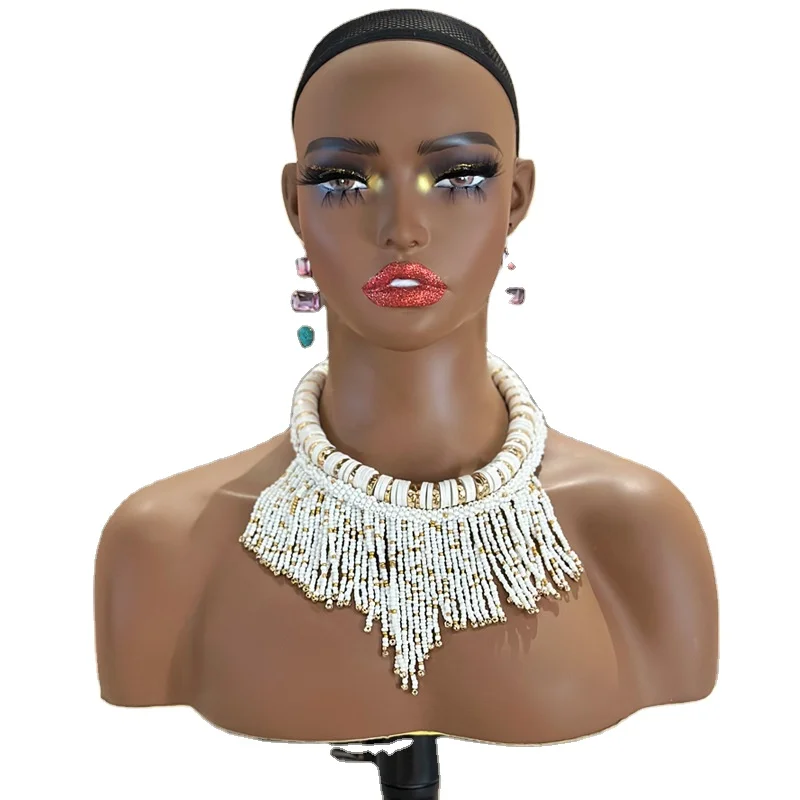 Hot Sale PVC Mannequin Head For Jewelry Wig Display Makeup Face Realistic Female Mannequin Head With Shoulders