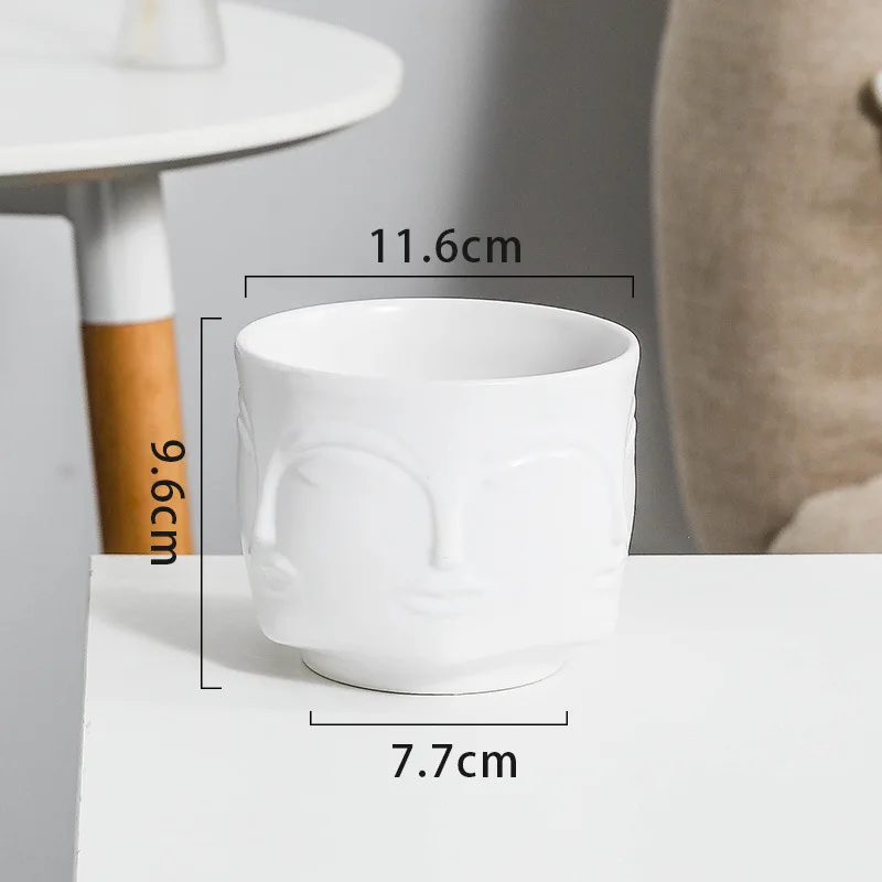 Nordic ceramic human face potted plant vase home soft decoration living room decoration succulent flower pot container