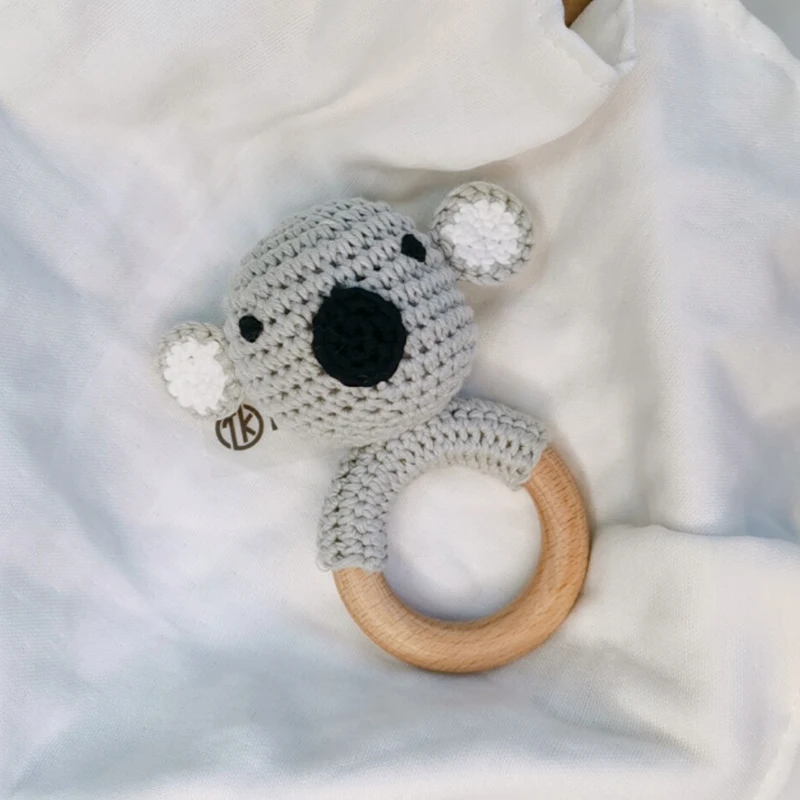 Органический хлопок Amigurumi вязание крючком Koala детские погремушки деревянный