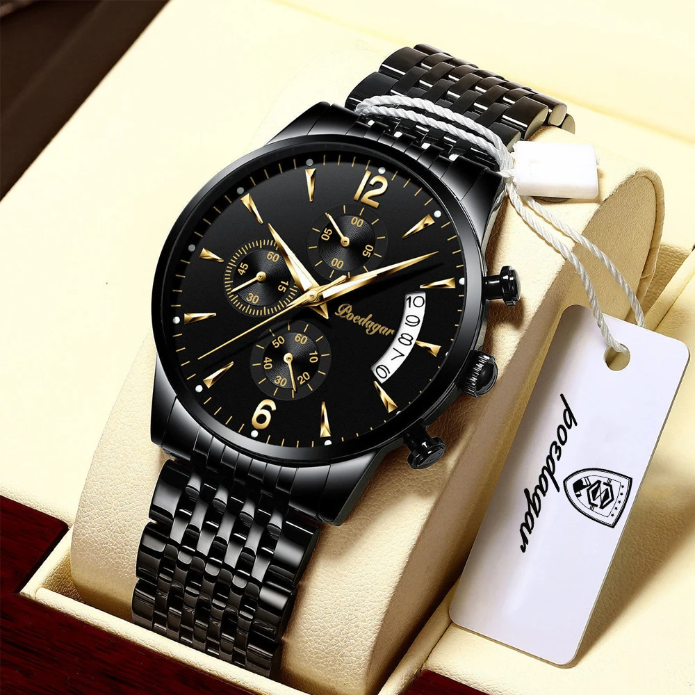 POEDAGAR 814 Original Quartz Men Watch Luminous Waterproof  Stainless Steel Watch for Men