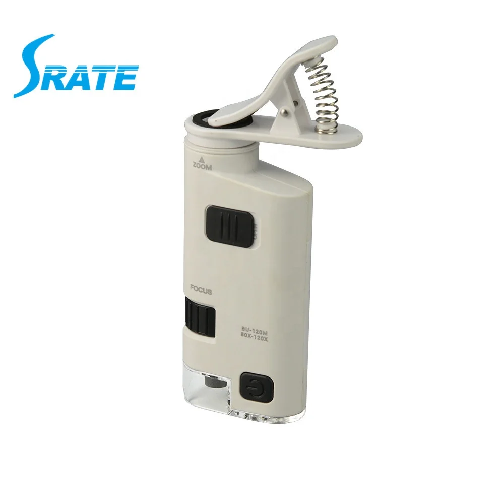 NO.BU-190M 120X-190X Zoom Universal Mobile Phone Clip Pocket Microscope with LED Light