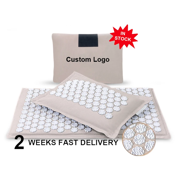 Harbour Patent Design Organic Natural Linen New Spike Acupuncture Massage Mat Shakti Acupressure Mat and Pillow set