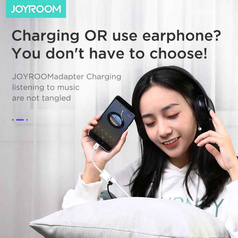 Joyroom Black Type-c male to female 3.5mm Audio conversion PD Cable Adapter USB C Phone