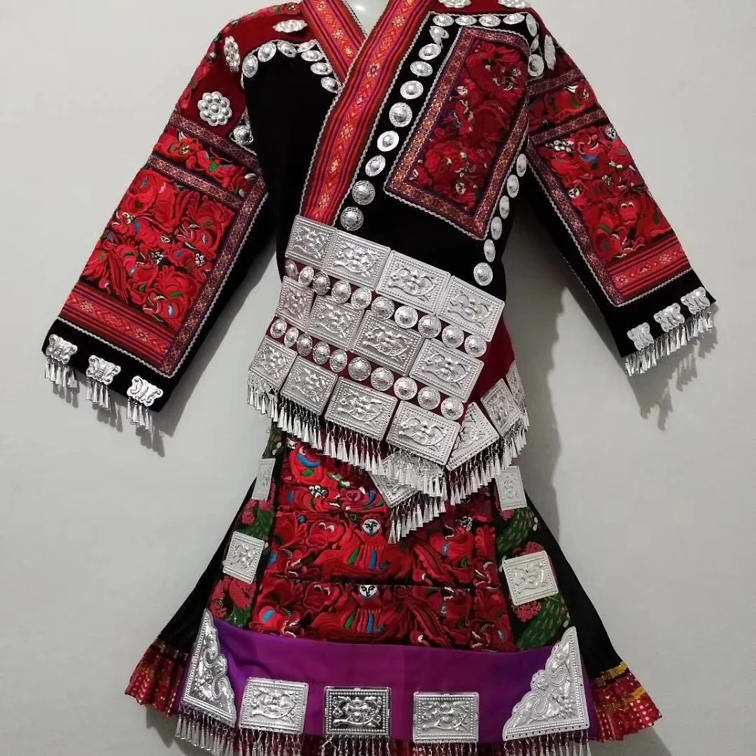  Wj30145традиционный китайский костюм Hmong ручной работы Miao женская